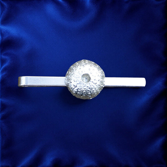 Sea Urchin Tie Clip, Handcast Pewter Tie Clip, Polished Finish