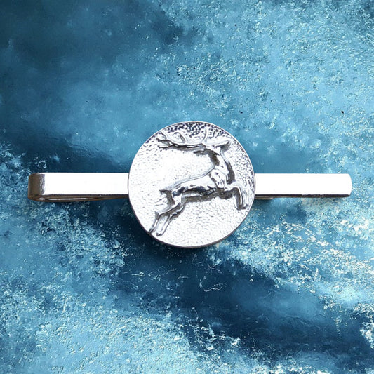 Stag Tie Clip, Handcast Pewter Tie Clip, Polished Finish