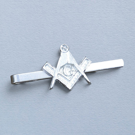 Masonic Tie Clip (Square and Compass with G), Handcast Pewter Tie Clip, Polished Finish