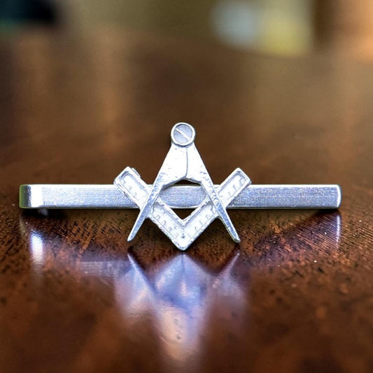 Masonic Tie Clip (Square and Compass Design), Handcast Pewter Tie Clip, Polished Finish