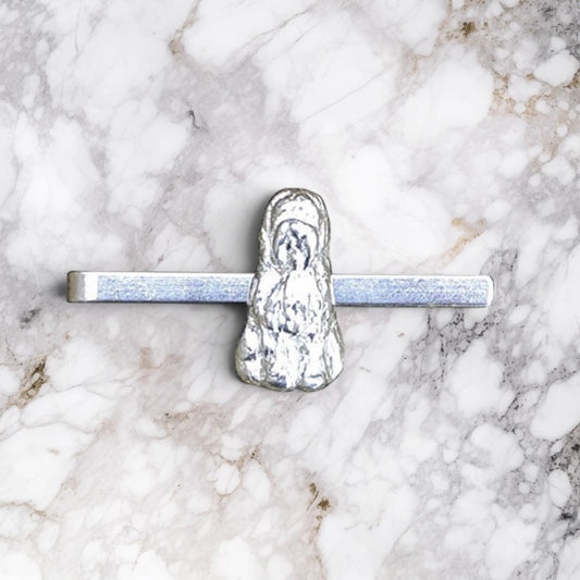 Old English Sheepdog Tie Clip (Bobtail), Handcast Pewter Tie Clip, Polished Finish