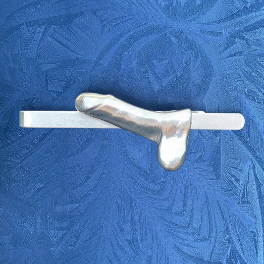 Adult Novelty Tie Clip, Penis Tie Clip, Handcast Pewter Tie Clip, Polished Finish