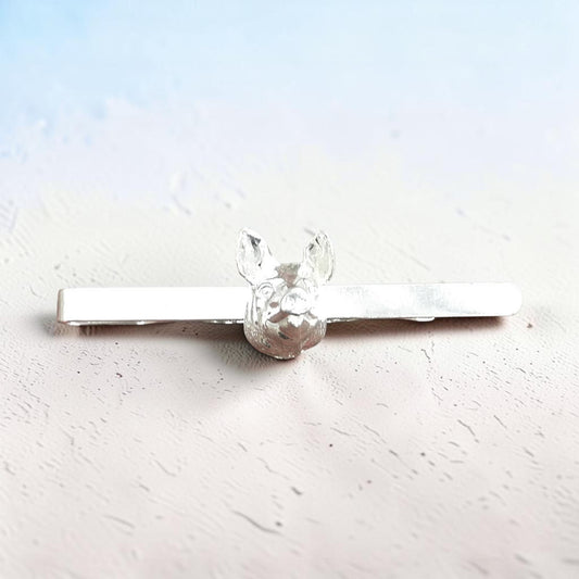 Pig Head Tie Clip, Handcast Pewter Tie Clip, Polished Finish