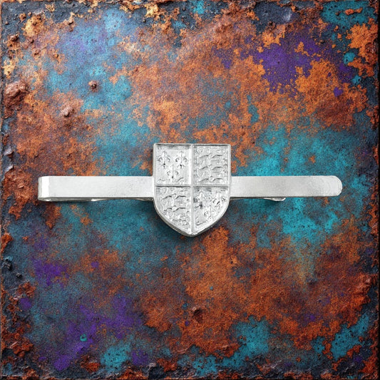 Richard III Shield Tie Clip, Handcast Pewter Tie Clip, Polished Finish