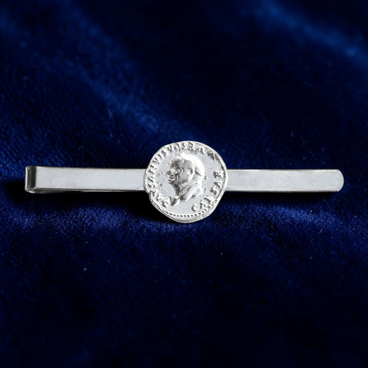 Roman Coin Tie Clip, Handcast Pewter Tie Clip, Polished Finish