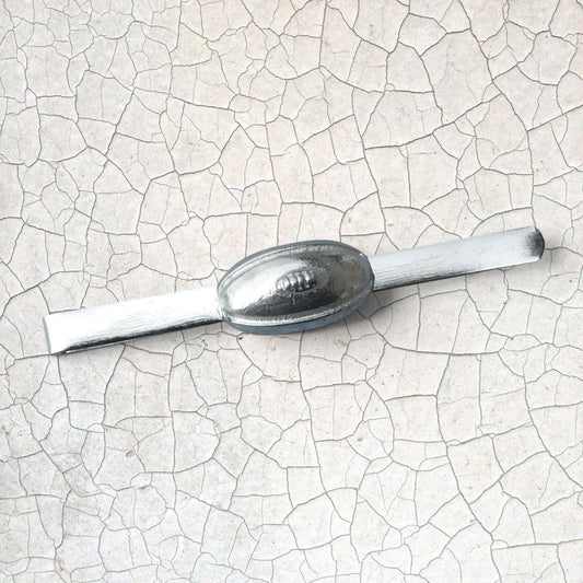 Rugby Ball Tie Clip, Handcast Pewter Tie Clip, Polished Finish