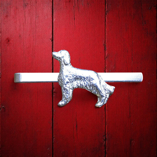 Setter Dog Tie Clip, Handcast Pewter Tie Clip, Polished Finish