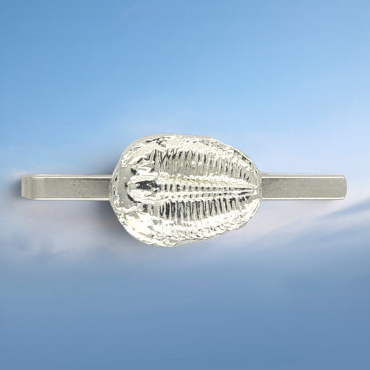 Trilobite Tie Clip (Fossil Design), Handcast Pewter Tie Clip, Polished Finish