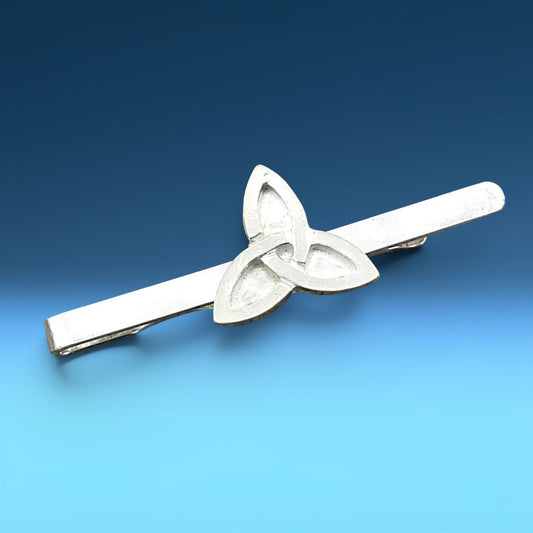 Triquetra Tie Clip (Solid Celtic Knot), Handcast Pewter Tie Clip, Polished Finish