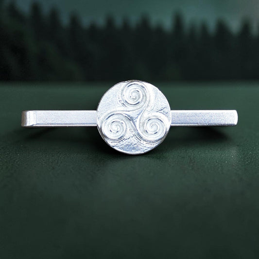 Triskele Tie Clip, Solid Design, Handcast Pewter Tie Clip, Polished Finish