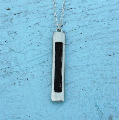 Horse Hair Bar Pendant Necklace, Personalised Keepsake Jewellery, Handcast Pewter, Adjustable Waxed Cord or Chain