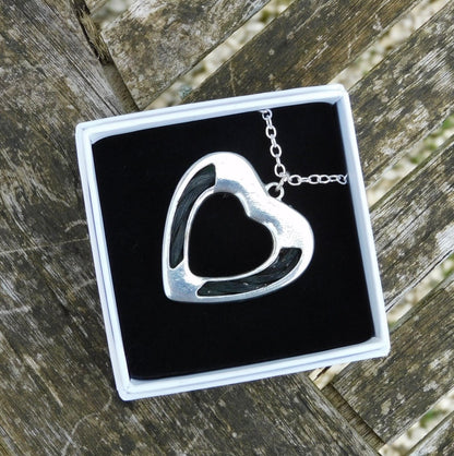 Horse Hair Heart Pendant Necklace, Personalised Keepsake Jewellery, Handcast Pewter with Cord or Chain Option