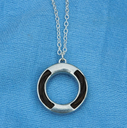 Horse Hair Round Pendant Necklace, Personalised Keepsake Jewellery, Handcast Pewter with Cord or Chain Option