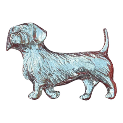 Dachshund Brooch (Wire-Haired), Handcast Pewter, Polished Finish