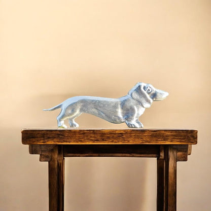 Dachshund Brooch, Handcast Pewter, Polished Finish