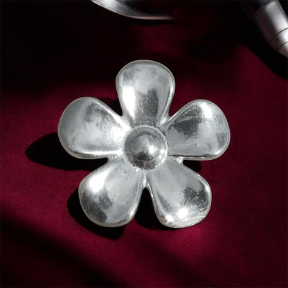 Daisy Brooch, Handcast Pewter, Polished Finish