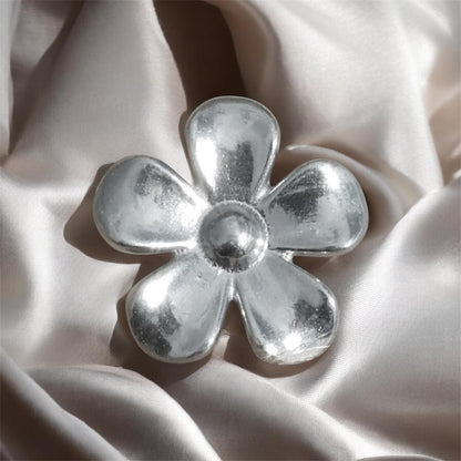 Daisy Brooch, Handcast Pewter, Polished Finish