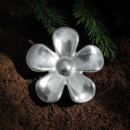Daisy Brooch, Handcast Pewter, Polished Finish