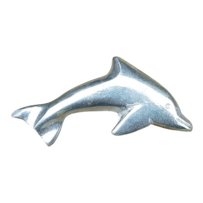 Dolphin Brooch (Leaping Dolphin Design), Handcast Pewter Brooch, Polished Finish