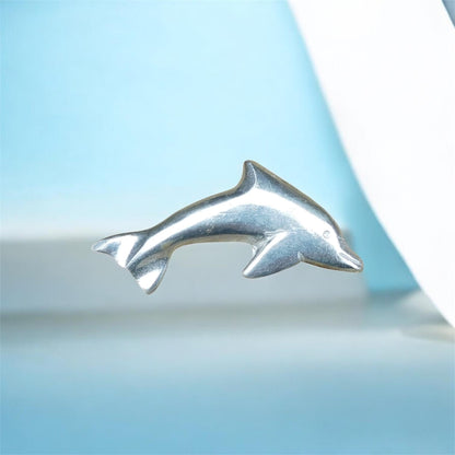 Dolphin Brooch (Leaping Dolphin Design), Handcast Pewter Brooch, Polished Finish