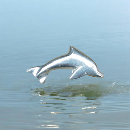 Dolphin Brooch (Leaping Dolphin Design), Handcast Pewter Brooch, Polished Finish