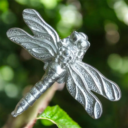 Dragonfly Brooch (Bold Design), Handcast Pewter Brooch, Polished Finish