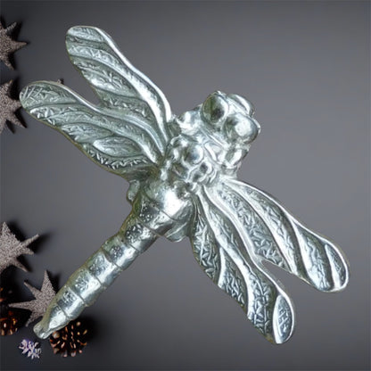 Dragonfly Brooch (Bold Design), Handcast Pewter Brooch, Polished Finish