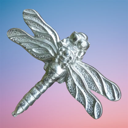 Dragonfly Brooch (Bold Design), Handcast Pewter Brooch, Polished Finish