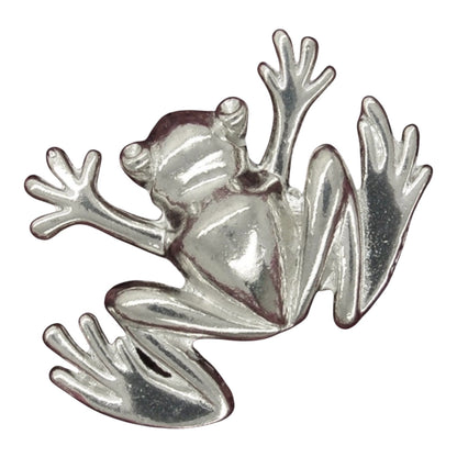 Frog Brooch (Simple Frog), Handcast Pewter Brooch, Polished Finish