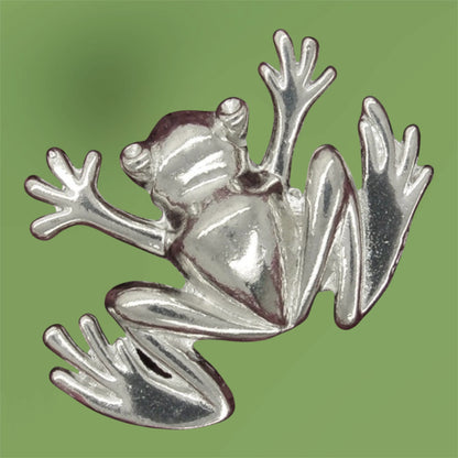 Frog Brooch (Simple Frog), Handcast Pewter Brooch, Polished Finish