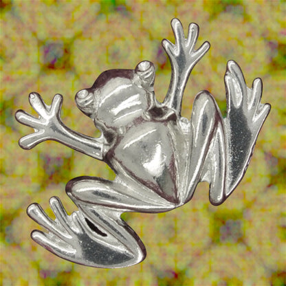 Frog Brooch (Simple Frog), Handcast Pewter Brooch, Polished Finish