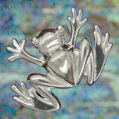 Frog Brooch (Simple Frog), Handcast Pewter Brooch, Polished Finish
