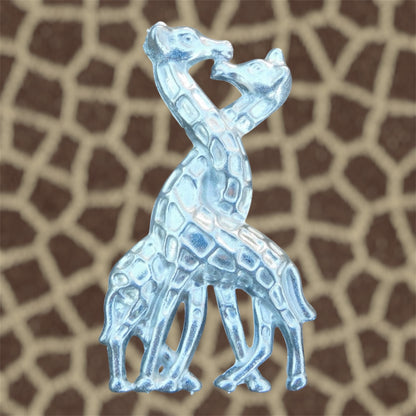 Giraffe Brooch (Entwined Necks), Handcast Pewter Brooch, Polished Finish