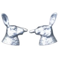 Hare Head Cufflinks, Handcast Pewter Cufflinks, Polished Finish