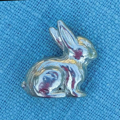 Rabbit Figurine (Ears Together), Miniature Rabbit, Handmade Pewter