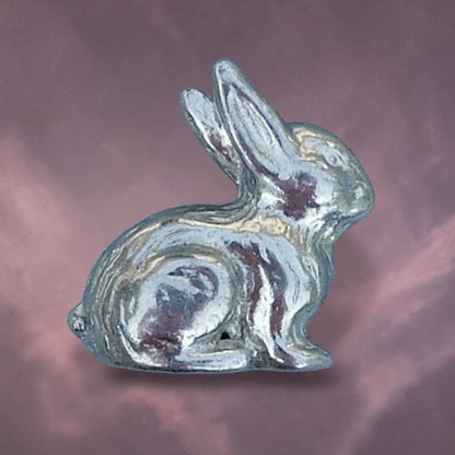 Rabbit Figurine (Ears Together), Miniature Rabbit, Handmade Pewter
