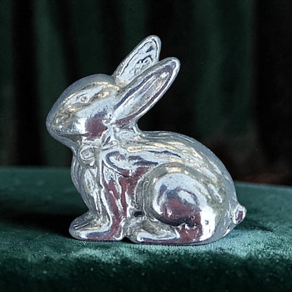 Rabbit Figurine (Ears Together), Miniature Rabbit, Handmade Pewter