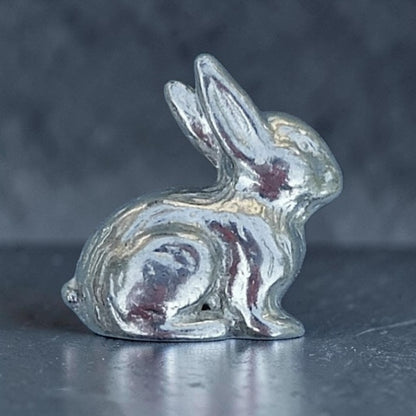 Rabbit Figurine (Ears Together), Miniature Rabbit, Handmade Pewter
