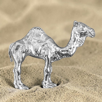 Camel Figurine, Miniature Pewter Dromedary, Handmade Animal Collectible