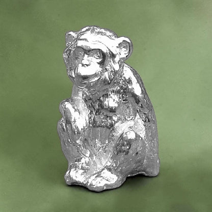 Chimpanzee Figurine, Miniature Chimpanzee, Handmade Pewter