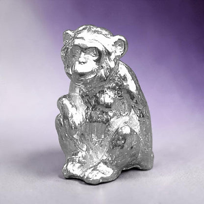 Chimpanzee Figurine, Miniature Chimpanzee, Handmade Pewter