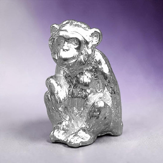 Chimpanzee Figurine, Miniature Chimpanzee, Handmade Pewter
