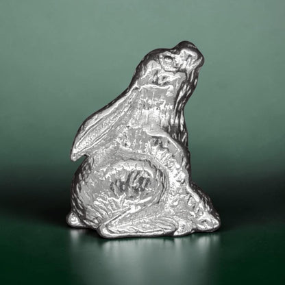 Hare Figurine (Moon Gazing Hare), Tiny Hare, Handmade Pewter