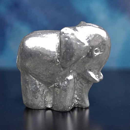 Elephant Figurine (Chunky Elephant), Miniature Elephant, Handmade Pewter