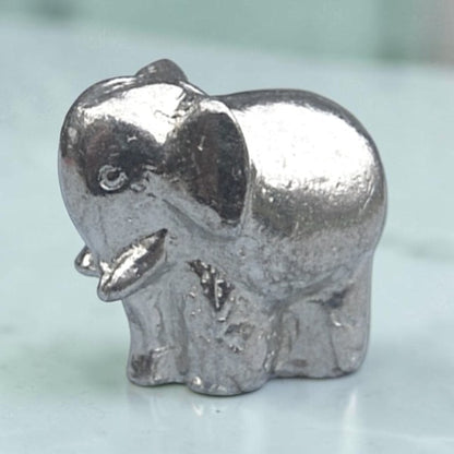 Elephant Figurine (Chunky Elephant), Miniature Elephant, Handmade Pewter