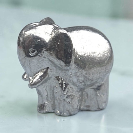 Elephant Figurine (Chunky Elephant), Miniature Elephant, Handmade Pewter