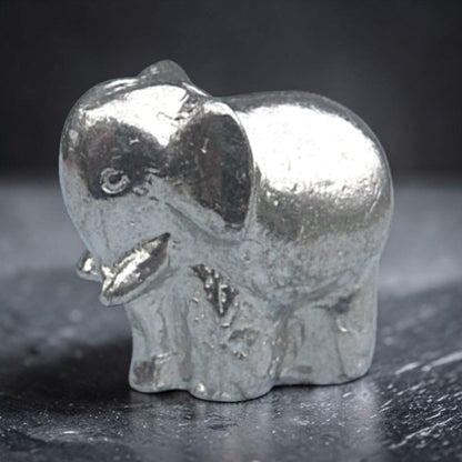 Elephant Figurine (Chunky Elephant), Miniature Elephant, Handmade Pewter