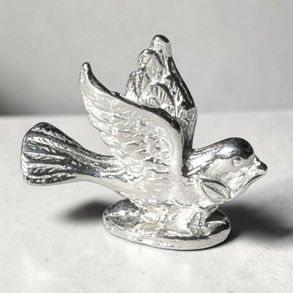 Turtle Dove Figurine, Miniature Bird, Handmade Pewter