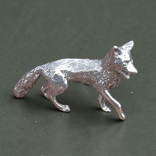 Fox Figurine (Delicate Fox), Handmade in Fine Pewter