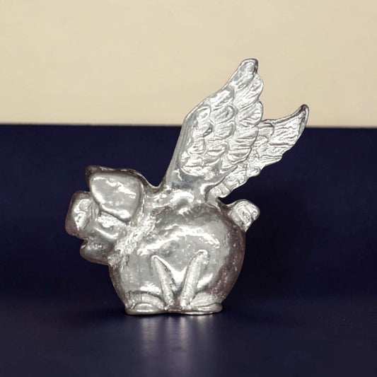Flying Pig Figurine, Handmade in Fine Pewter
